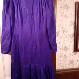 Purple silk print dress.